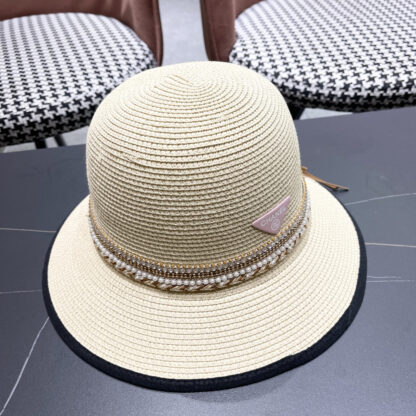 Prada summer high fashion sun protection straw hat - Image 3