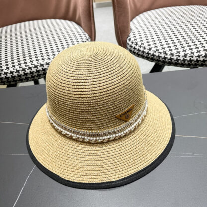 Prada summer high fashion sun protection straw hat - Image 3