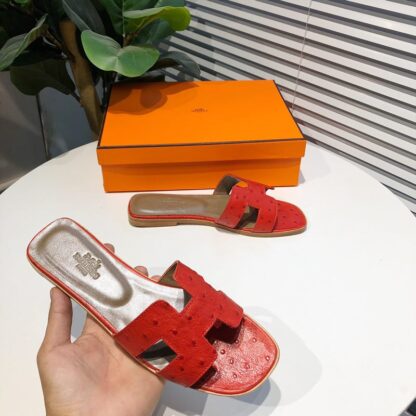 Hermès summer versatile classic red crocodile pattern flat sandals - Image 2