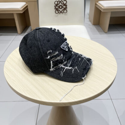 Prada denim inverted triangle baseball cap - Image 3