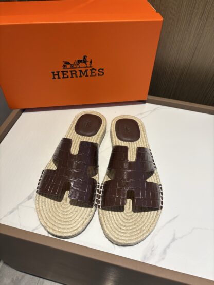 Hermes brown comfortable all-match non-slip breathable casual slippers - Image 3