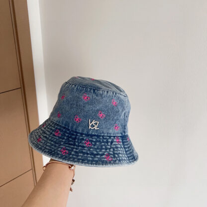 Saint Laurent contrast embroidered denim bucket hat - Image 2