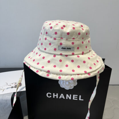 Miu Miu Casual Polka Dot Bucket Hat Sun Hat - Image 4
