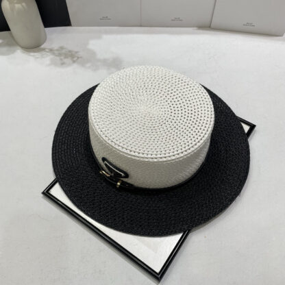 Prada new wide brim hat flat top straw hat - Image 3