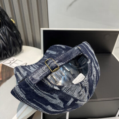 Calvin Kleinf washed distressed denim baseball cap - Image 3