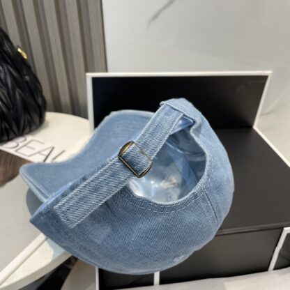Calvin Kleinf washed distressed denim baseball cap - Image 3