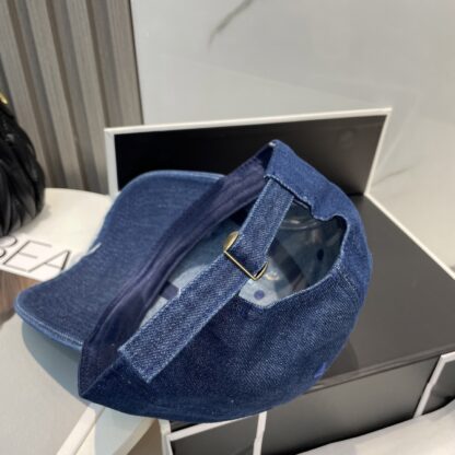 Calvin Kleinf washed distressed denim baseball cap - Image 3