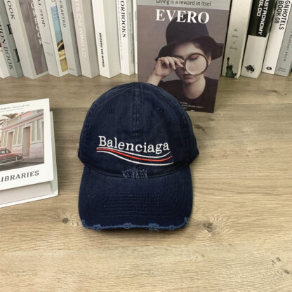 Balenciaga letter embroidered soft top washed distressed cut hole personalized baseball cap - Image 3