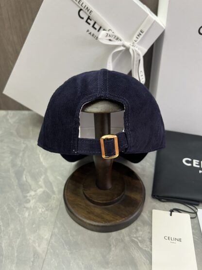 Cotton velvet baseball cap with Celine logo patch - Image 3