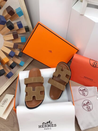 Hermès brown new spring and summer leather slippers - Image 3