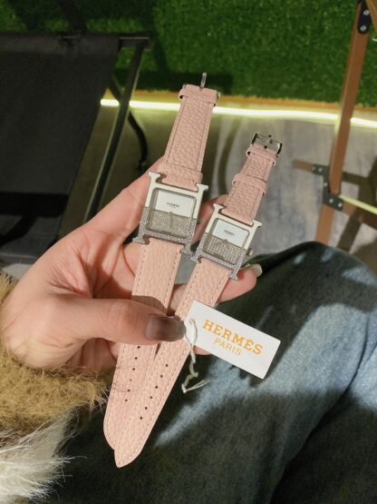 Hermes Square Dial Fine Diamond-Set Quartz Watch - Image 3