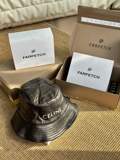 Celine sheepskin diamond high fashion bucket hat - Image 3