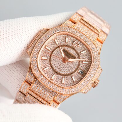 Patek Philippe 7118 Women's Nautilus Full Diamond T-Brick Double Limited Edition Watch - Image 3