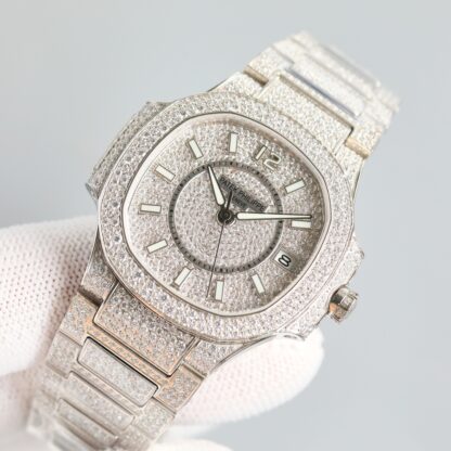 Patek Philippe 7118 Women's Nautilus Full Diamond T-Brick Double Limited Edition Watch - Image 3