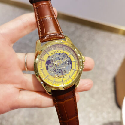 Rolex genuine leather strap + double push butterfly buckle - Image 3