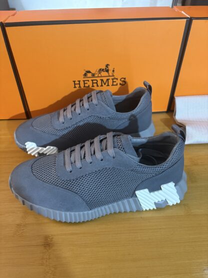 Hermès classic grey couple breathable casual sneakers - Image 3