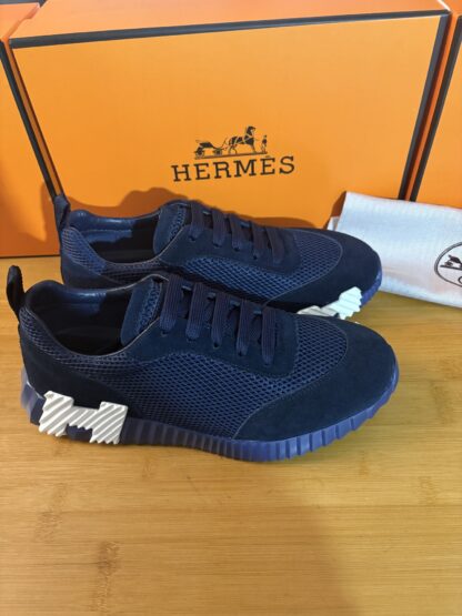 Hermès classic dark blue couple breathable casual sports shoes - Image 3