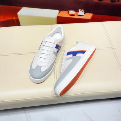 Hermes white and blue high-end men's low-top thick-soled casual sports shoes - Image 3