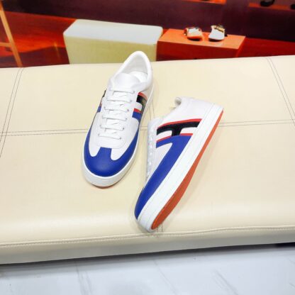 Hermès white and navy high-end men's low-top thick-soled casual sneakers - Image 3