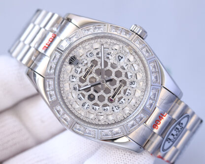 The Rolex square diamond bezel features a hollowed-out diamond-encrusted design - Image 3