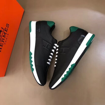 Hermès Paris catwalk simple classic black and green casual shoes - Image 3