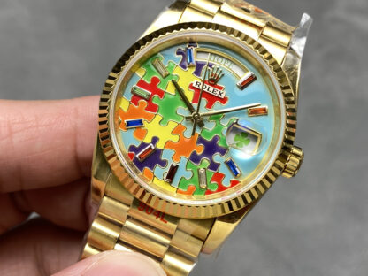 Rolex Oyster Perpetual Day-Date with Mosaic enamel dial - Image 3