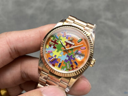 Rolex Oyster Perpetual Day-Date with Mosaic enamel dial - Image 3