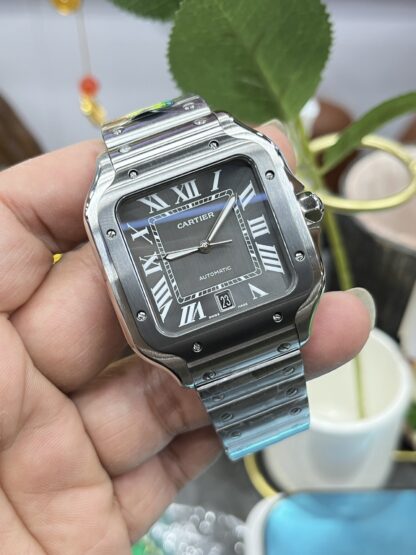 Cartier Santos grey dial mechanical watch - Image 3