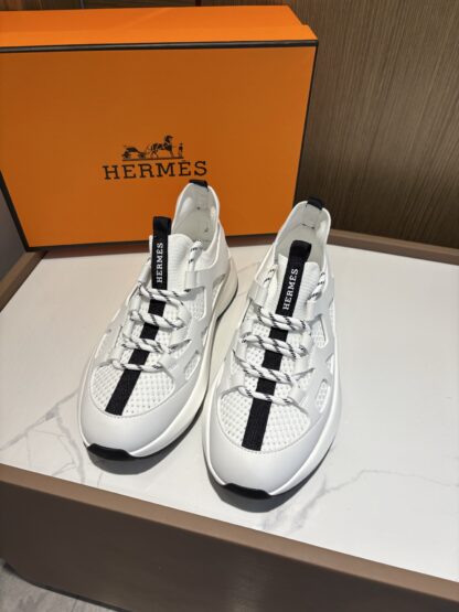 Hermes white and black fashion simple casual sports shoes - Image 3