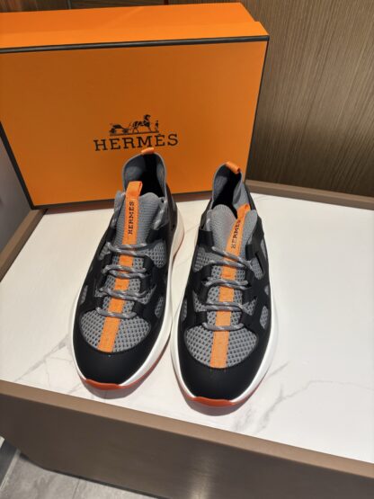 Hermes black and gray stylish simple casual sports shoes - Image 3