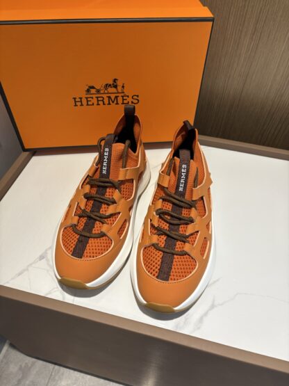 Hermes orange stylish simple casual sports shoes - Image 3