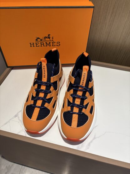 Hermes orange blue fashion simple casual sports shoes - Image 3