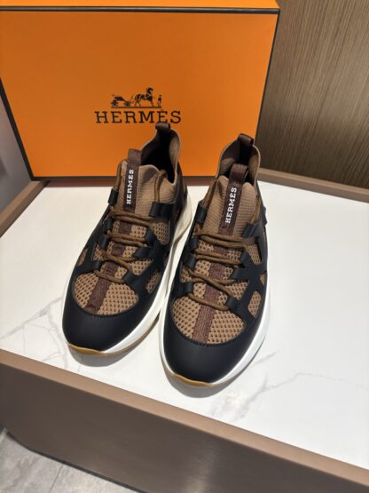 Hermes brown and black stylish simple casual sports shoes - Image 3