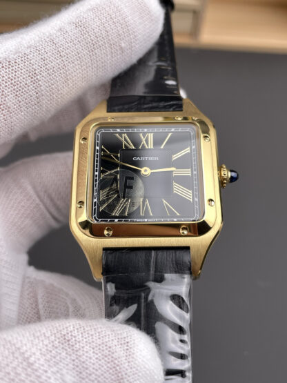 Cartier Santos black gold dial watch - Image 3