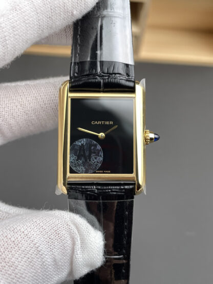 Cartier Tank Gold Black Dial Watch - Image 3