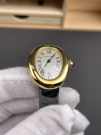 Cartier Bathtub Gold White Dial Watch - Image 3