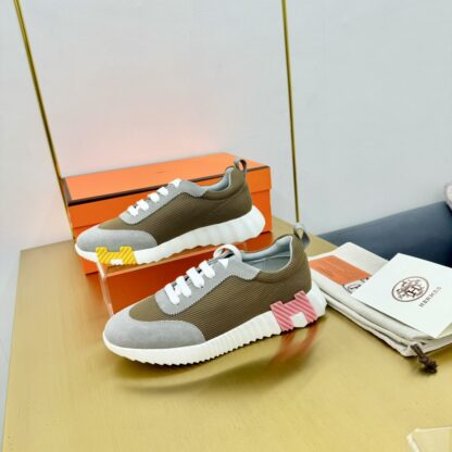 Hermès classic couple style gray-green color matching sports casual shoes - Image 3