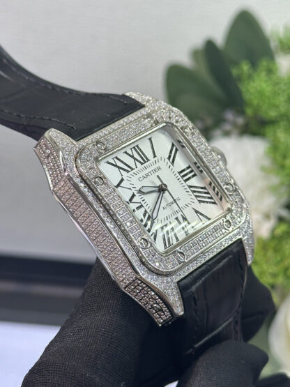 Cartier full diamond Santos mechanical watch - Image 3