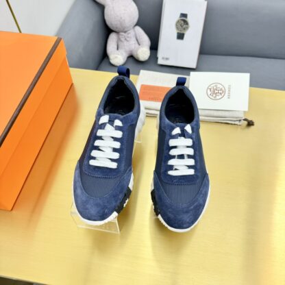 Hermès Spring and Summer Classic Couple Style White and Blue Colorblock Sports Casual Shoes - Image 3