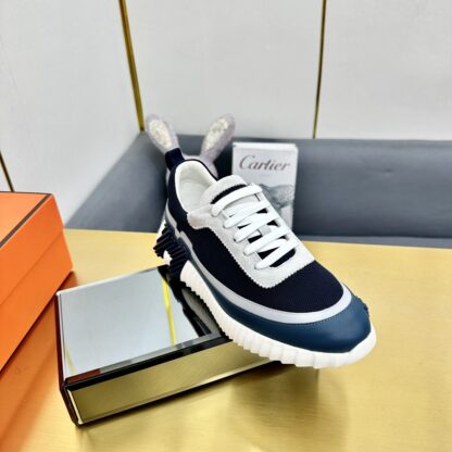 Hermès Spring and Summer Classic Couple Black and Blue Colorblock Sports Casual Shoes - Image 3