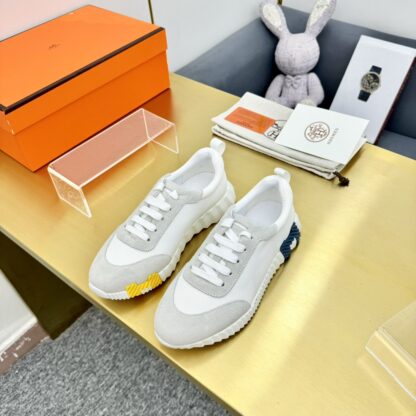 Hermès Spring and Summer Classic Couple Style Grey and Blue Colorblock Sports Casual Shoes - Image 3