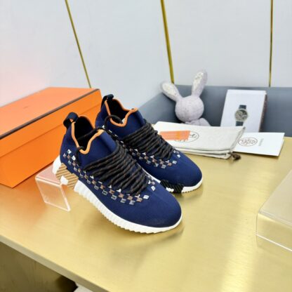 Hermès Spring and Summer Classic Couple Style British Blue and Black Colorblock Sports Casual Shoes - Image 3