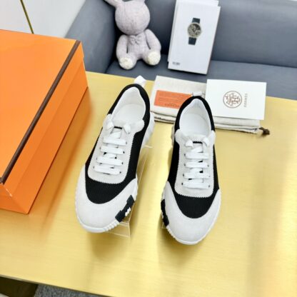Hermès Spring and Summer Classic Couples British Black and Gray Colorblock Sports Casual Shoes - Image 3