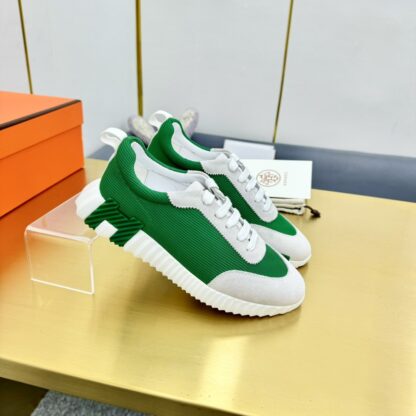 Hermès Spring and Summer Classic Couple Style British Green and Gray Colorblock Sports Casual Shoes - Image 3