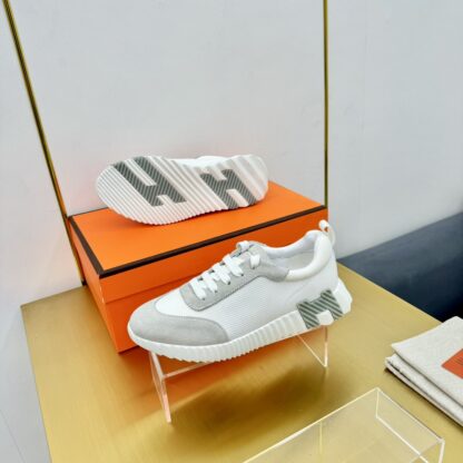Hermès Spring and Summer White and Gray Colorblock Couple Classic Sports Casual Shoes - Image 3
