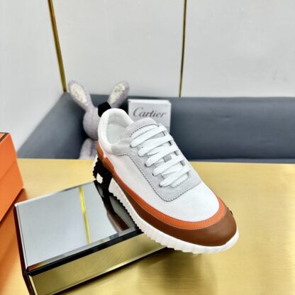 Hermès Spring and Summer White and Orange Colorblock Couple Classic Sports Casual Shoes - Image 3