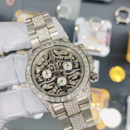 Rolex Omega Full Diamond Chronograph Model - Image 3