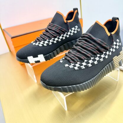 Hermès Spring and Summer Black, Gray and Orange Colorblock Couple Classic Sports Casual Shoes - Image 3