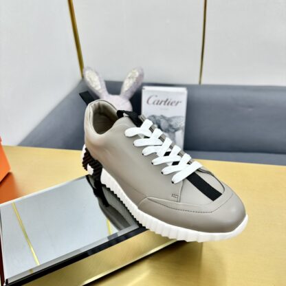 Hermès Spring and Summer Apricot White Colorblock Couple Classic Sports Casual Shoes - Image 3