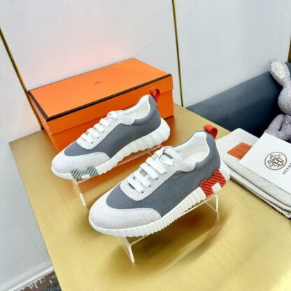 Hermès Spring and Summer Gray and Red Colorblock Couple Classic Sports Casual Shoes - Image 3